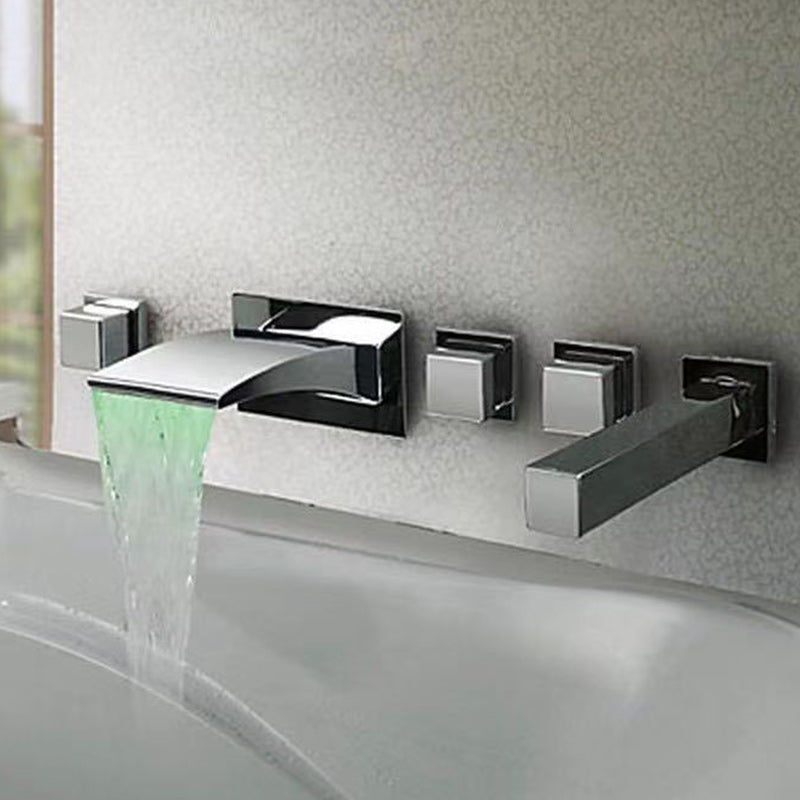 2 Handle Widespread Faucet 3-Hole Widespread Wall Mounted Bathroom Sink Faucet