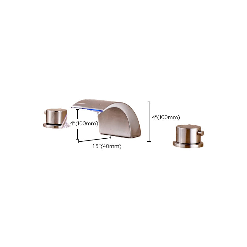 Double Handle Widespread Bathroom Faucet Modern LED Lavatory Faucet