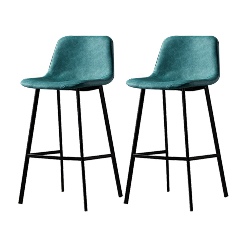 Industrial Metal Barstool Leather Low Back Stool with Cushion