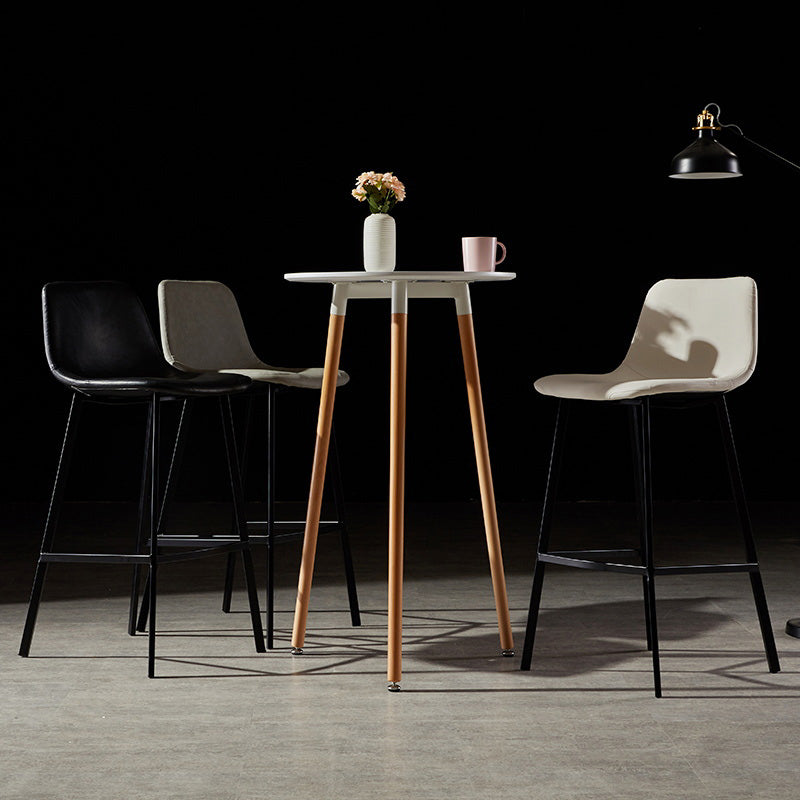 Industrial Metal Barstool Leather Low Back Stool with Cushion