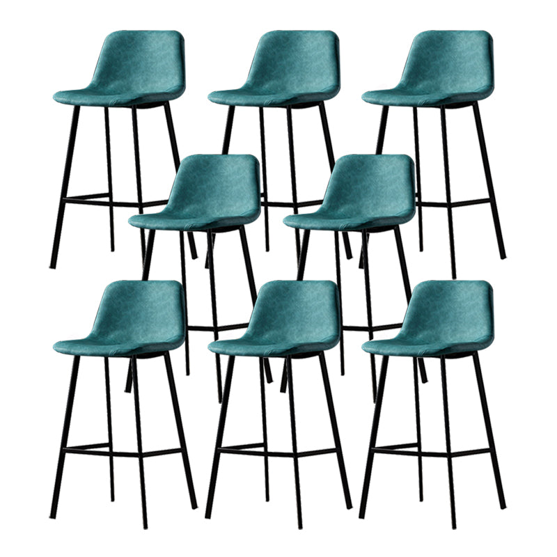 Industrial Metal Barstool Leather Low Back Stool with Cushion