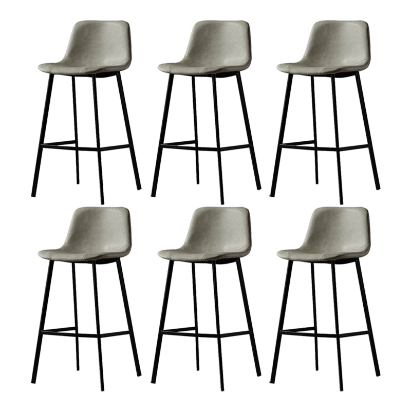 Industrial Metal Barstool Leather Low Back Stool with Cushion