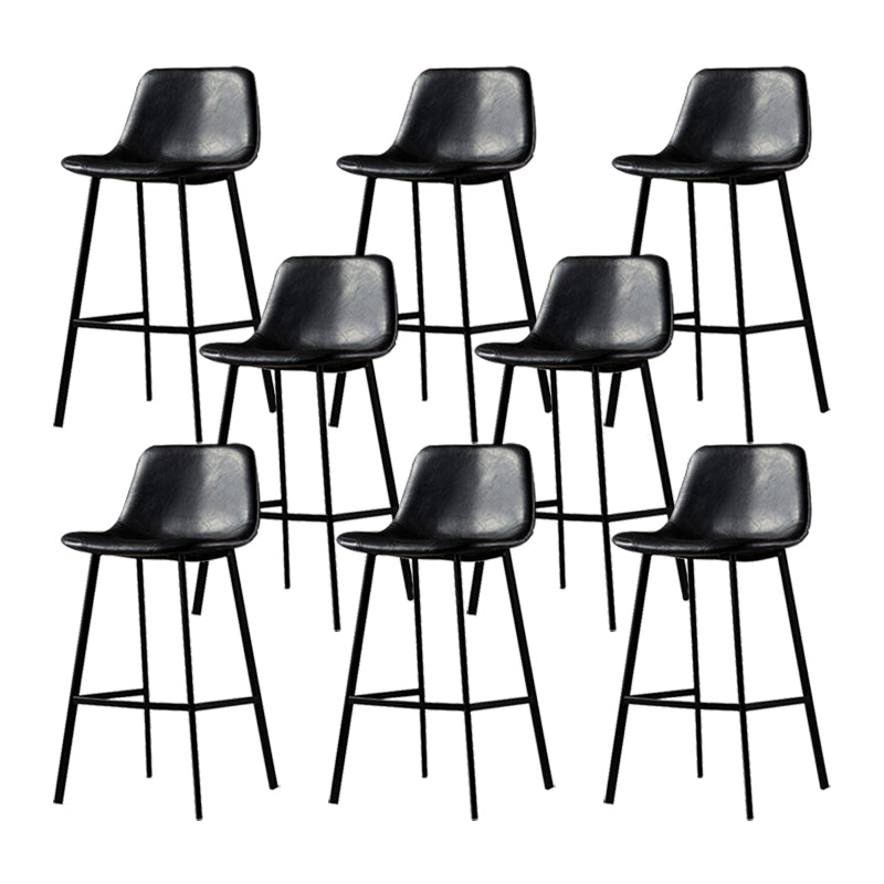 Industrial Metal Barstool Leather Low Back Stool with Cushion