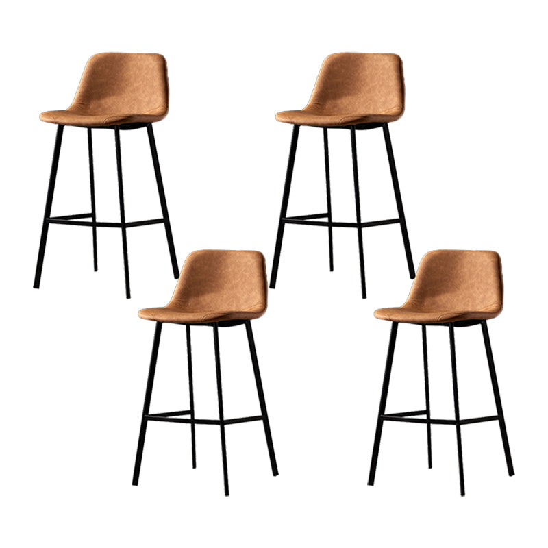 Industrial Metal Barstool Leather Low Back Stool with Cushion
