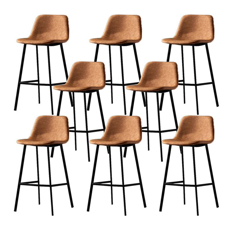 Industrial Metal Barstool Leather Low Back Stool with Cushion