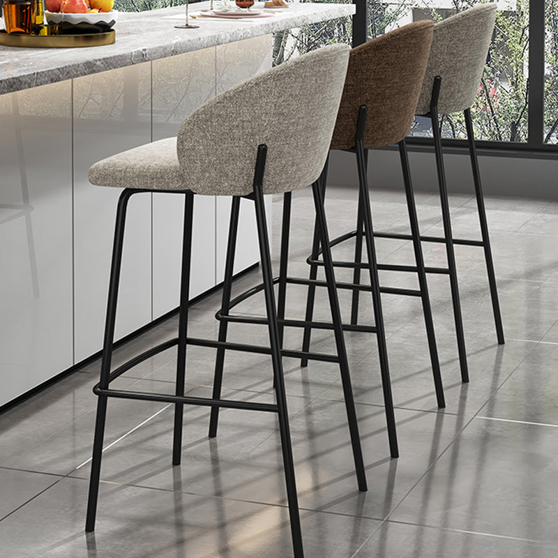 Contemporary Style Metal Armless Bar-stool Linen Counter Bar Stool for Kitchen