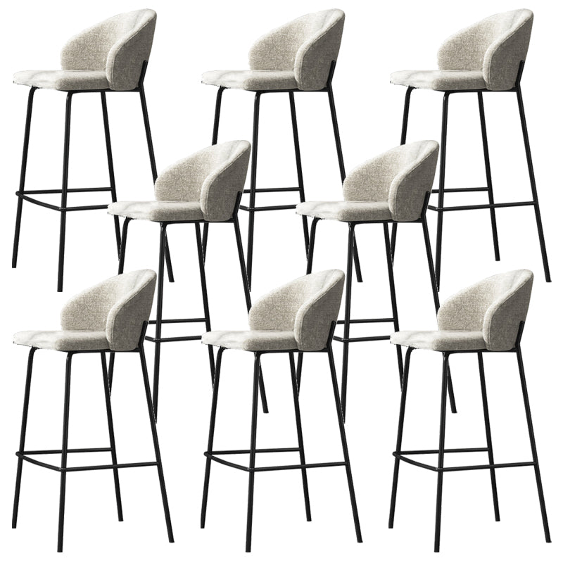Contemporary Style Metal Armless Bar-stool Linen Counter Bar Stool for Kitchen