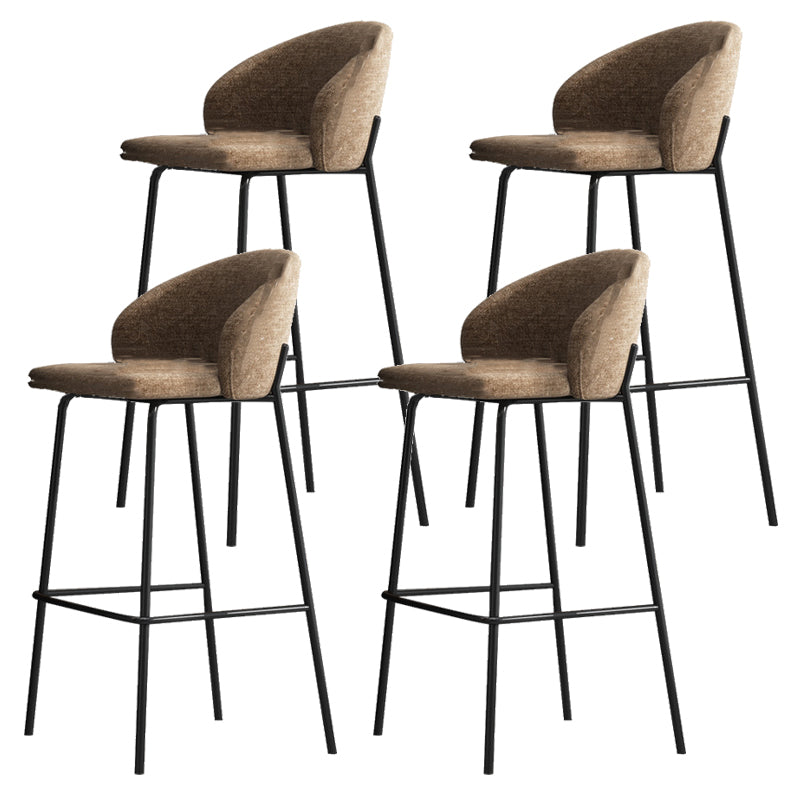 Contemporary Style Metal Armless Bar-stool Linen Counter Bar Stool for Kitchen