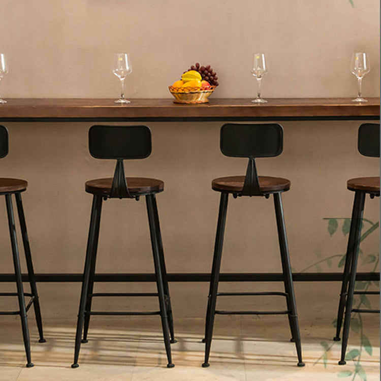 Dark Brown Bar Set with Pine Wood Top 1/2/5/9 Pieces Industrial Rectangle Pub Table Set