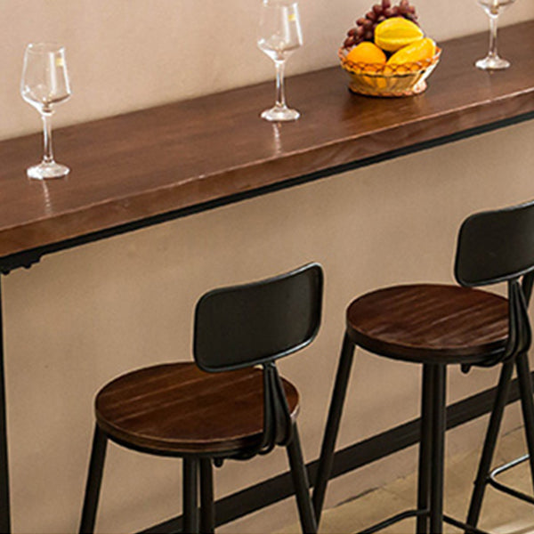 Dark Brown Bar Set with Pine Wood Top 1/2/5/9 Pieces Industrial Rectangle Pub Table Set