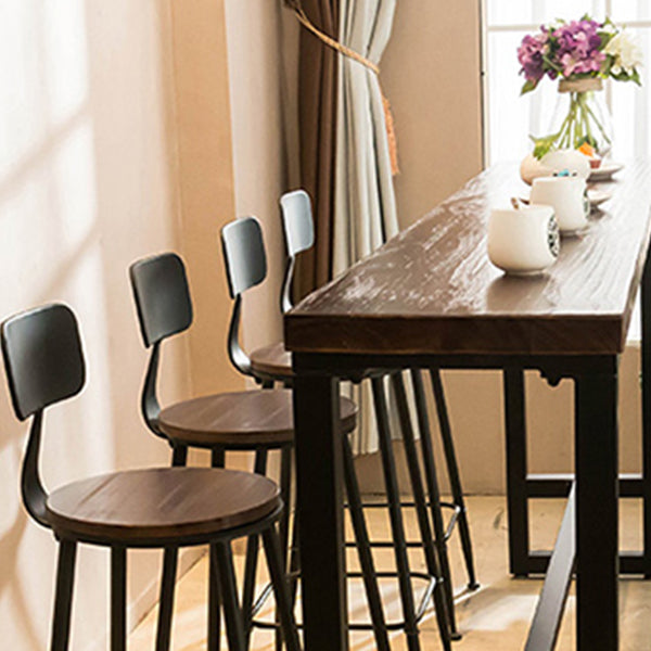 Dark Brown Bar Set with Pine Wood Top 1/2/5/9 Pieces Industrial Rectangle Pub Table Set