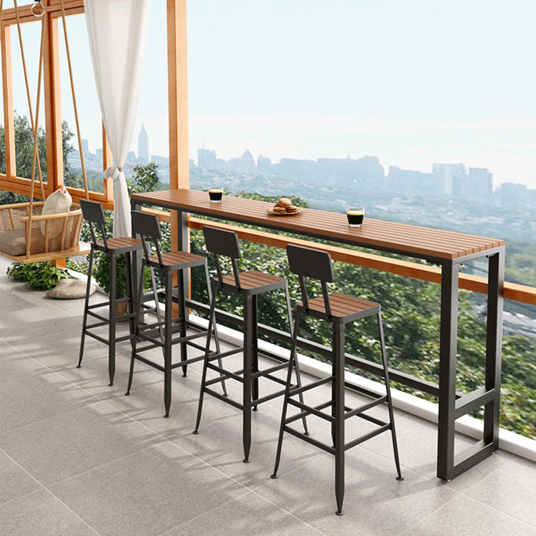 Industrial Manufactured Wood Pub Set 1/5 Pieces Rectangle Bar Table with Metal Stools