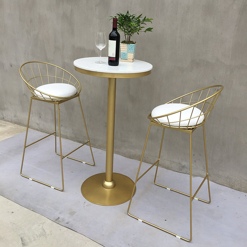 Modern Round Pub Table Set 1/2/3 Pieces Bar Table with Metal Stools