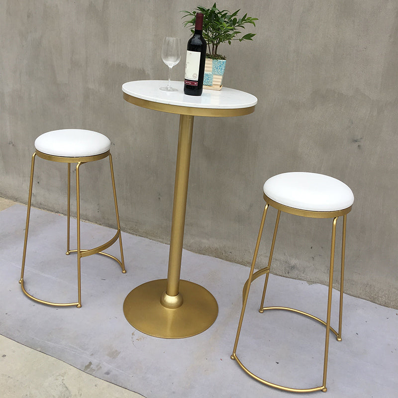 Modern Round Pub Table Set 1/2/3 Pieces Bar Table with Metal Stools