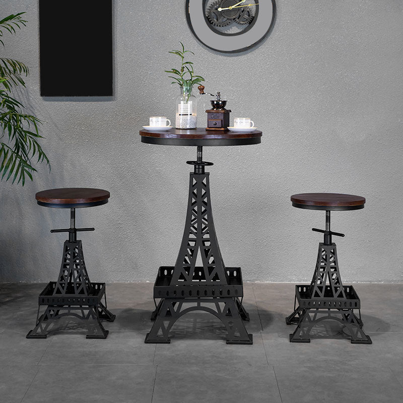 Solid Wood Bar Table Set 1/2/3 Pieces Industrial Round Bar Table