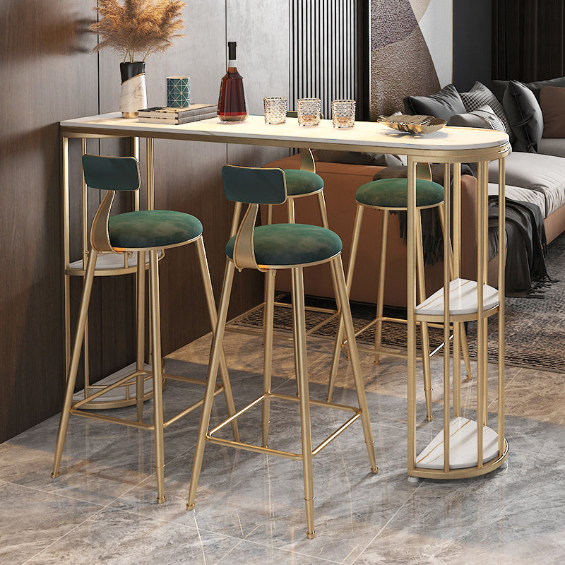 Glam Style Bar Table Set 1/3/5 Pieces Stone Fixed Counter Height Set for Indoor