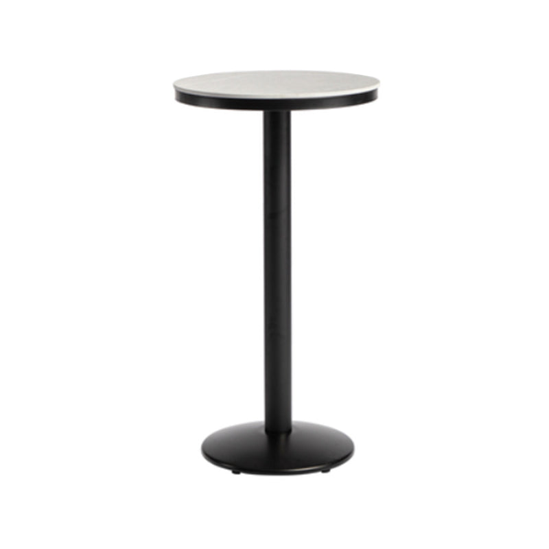 Industrial Round Bar Table Set 1/3 Pieces Stone Counter Table with Upholstered Stools