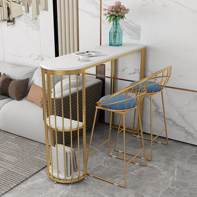 1/3 Pieces Oval Bar Stool and Table Set Glam Table and Stool Set