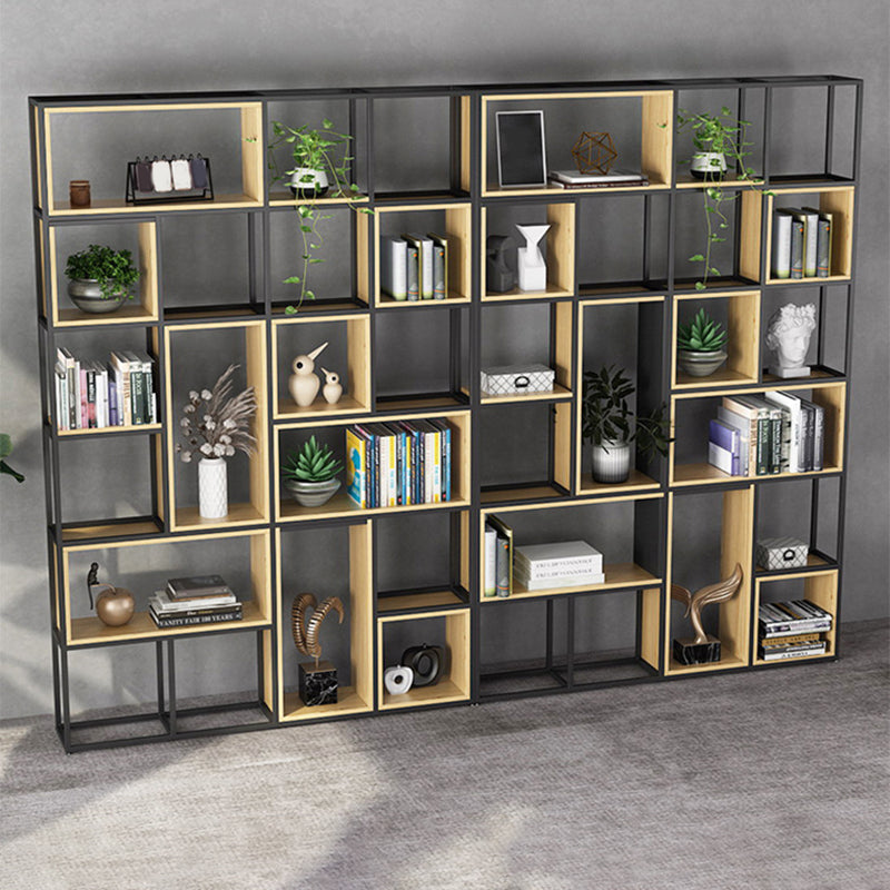 Natural Metal Etagere Shelf Bookcase Shelves Included Open Bookshelf for Study Room