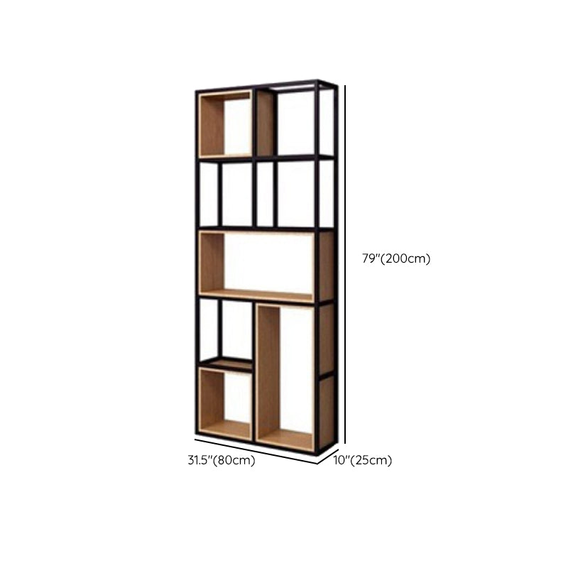 Natural Metal Etagere Shelf Bookcase Shelves Included Open Bookshelf for Study Room