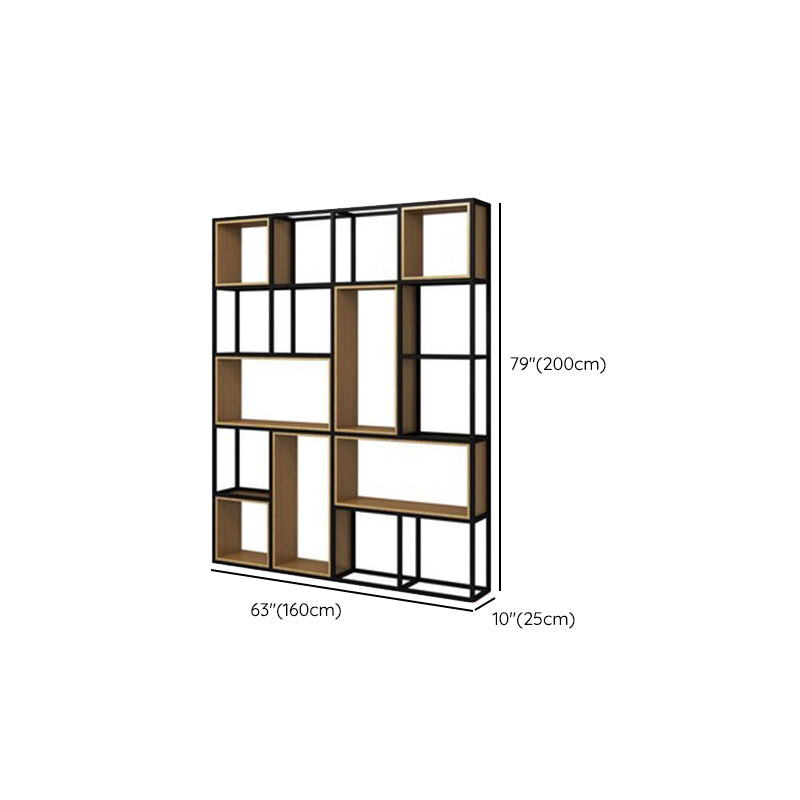 Natural Metal Etagere Shelf Bookcase Shelves Included Open Bookshelf for Study Room