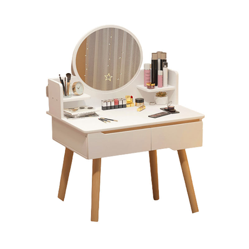 Contemporary Wooden Make-up Vanity with Shelves and 2 Drawers