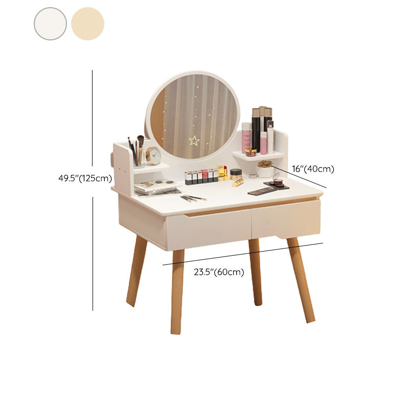 Contemporary Wooden Make-up Vanity with Shelves and 2 Drawers