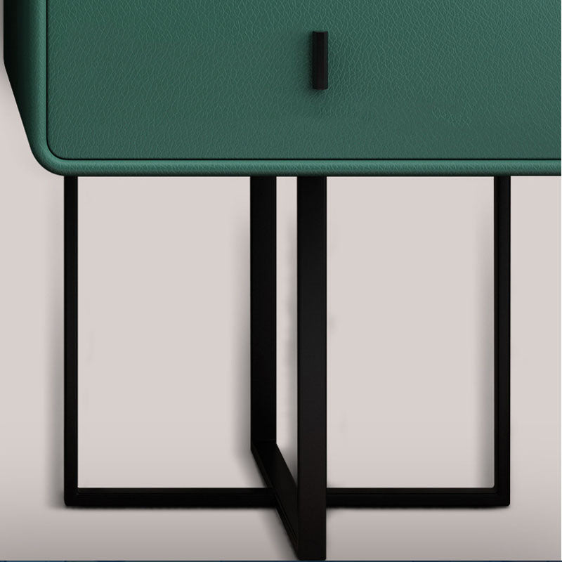 Bedroom Glam Double Drawers Faux Leather Standing Make-up Vanity