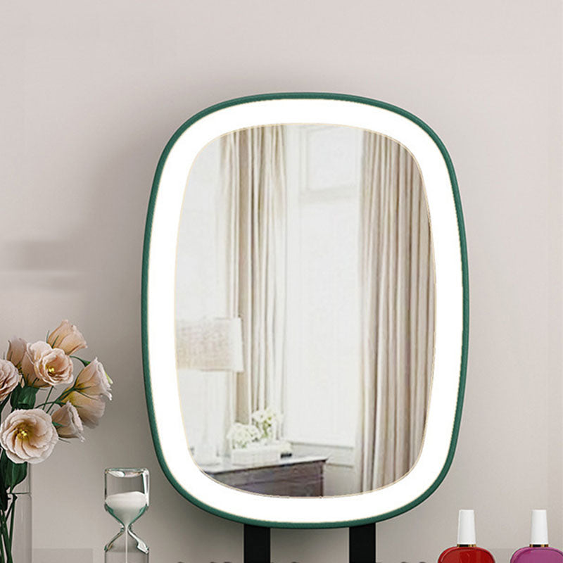 Bedroom Glam Double Drawers Faux Leather Standing Make-up Vanity