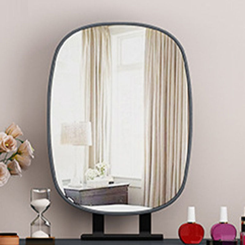 Bedroom Glam Double Drawers Faux Leather Standing Make-up Vanity