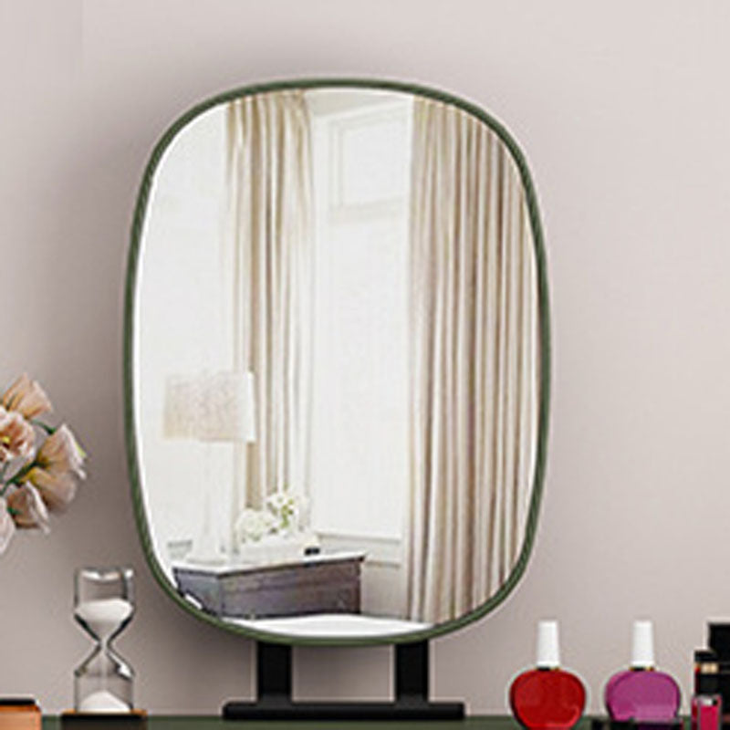 Bedroom Glam Double Drawers Faux Leather Standing Make-up Vanity