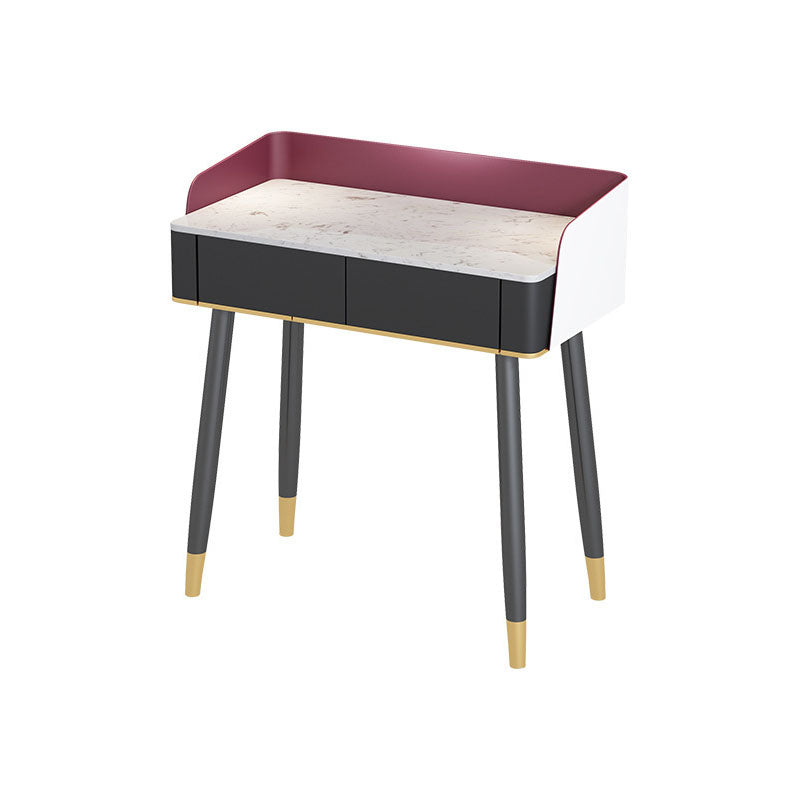Contemporary Stone Top Makeup Vanity Desk with Wooden Drawer