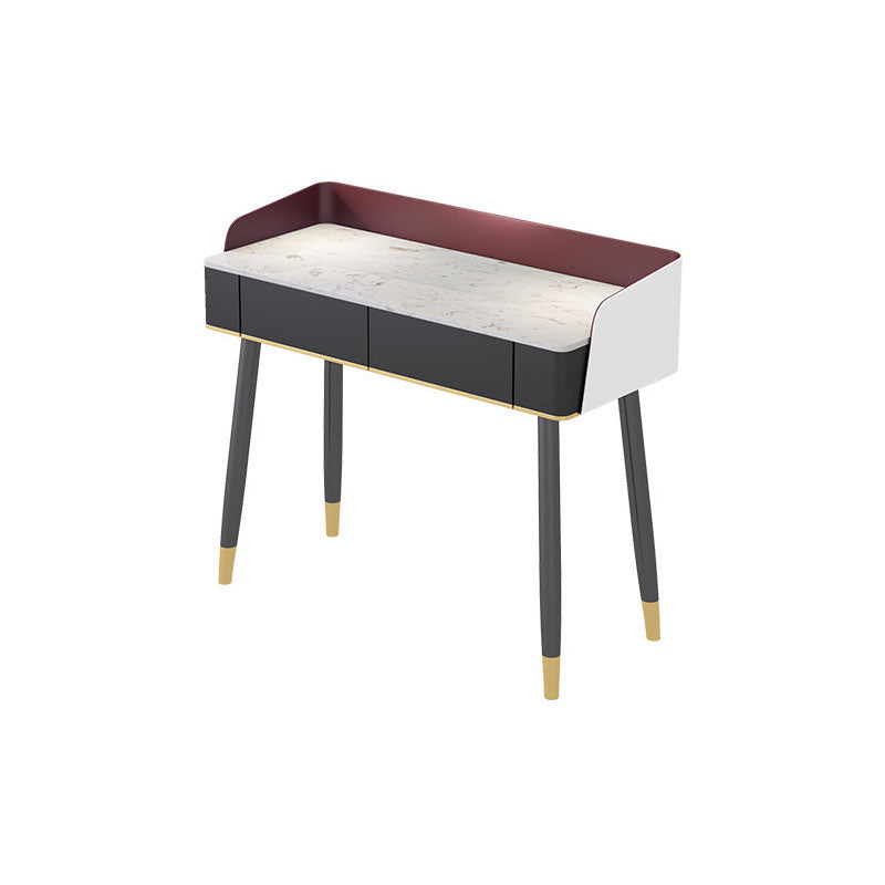 Contemporary Stone Top Makeup Vanity Desk with Wooden Drawer