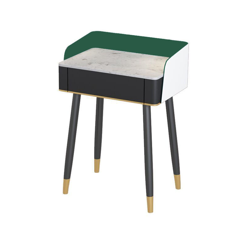 Contemporary Stone Top Makeup Vanity Desk with Wooden Drawer