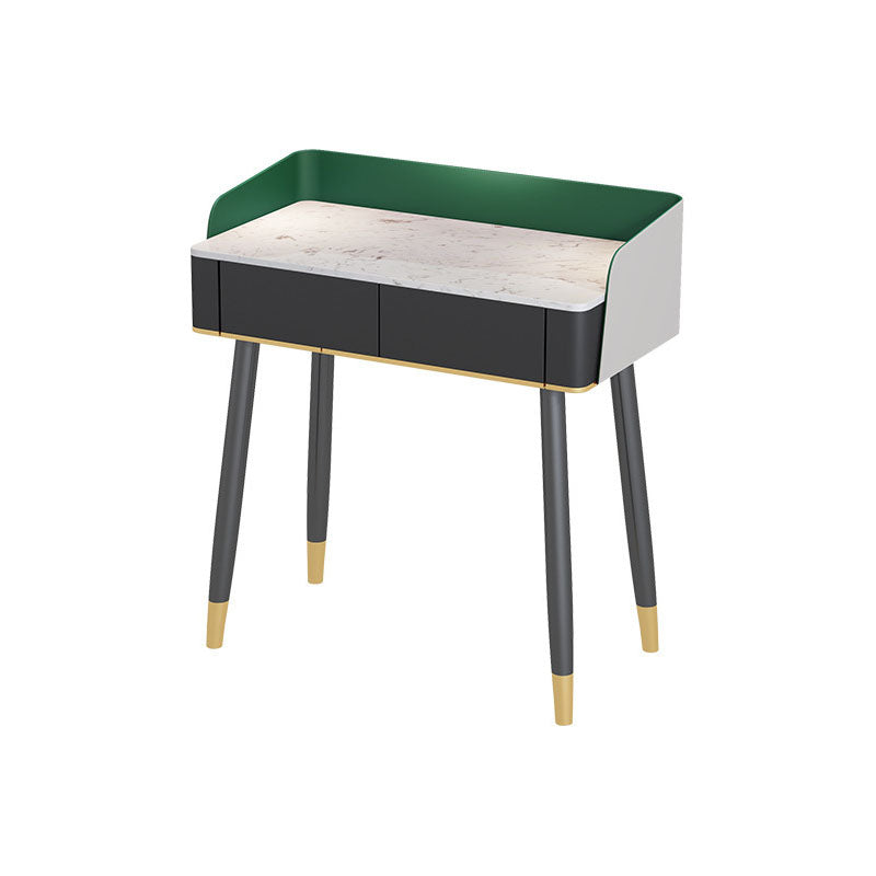 Contemporary Stone Top Makeup Vanity Desk with Wooden Drawer