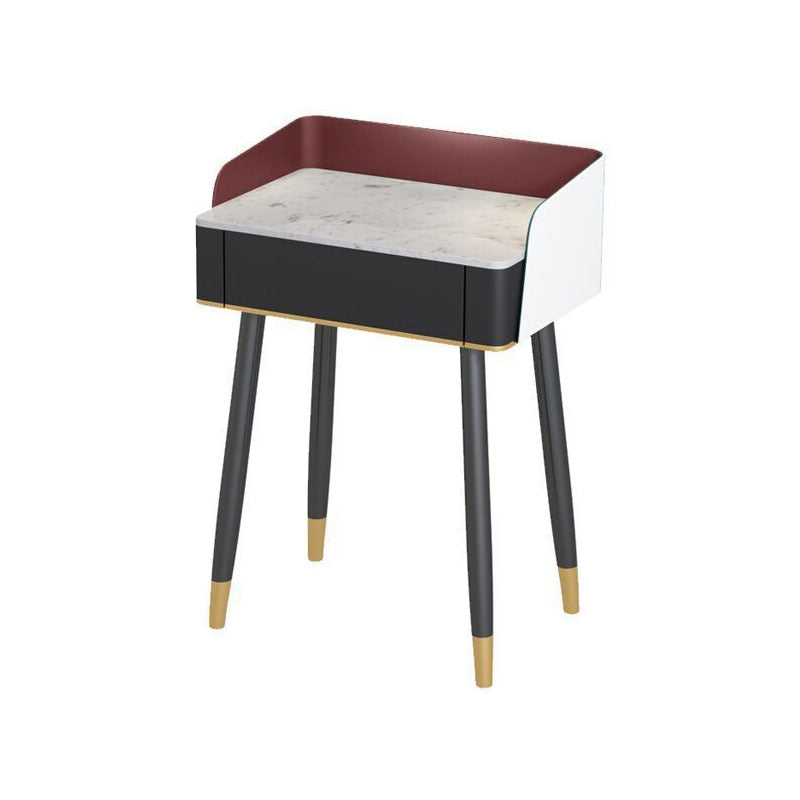 Contemporary Stone Top Makeup Vanity Desk with Wooden Drawer