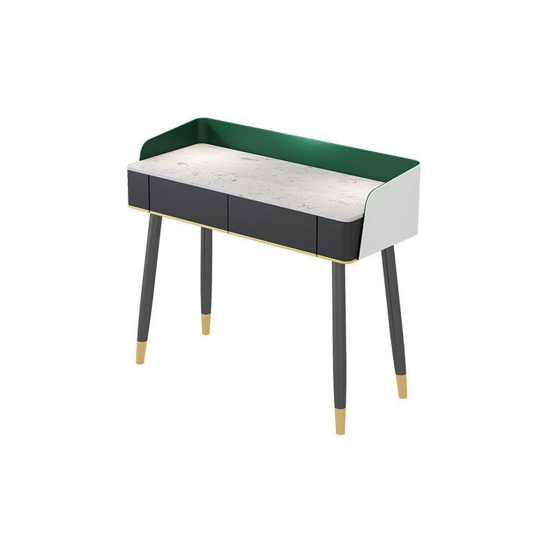Contemporary Stone Top Makeup Vanity Desk with Wooden Drawer