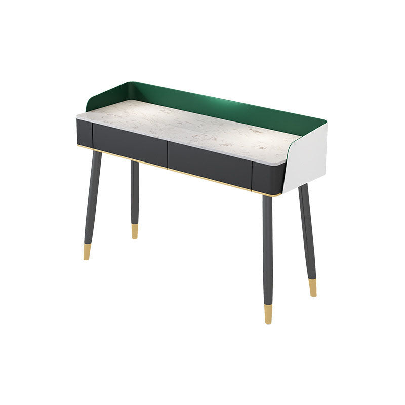 Contemporary Stone Top Makeup Vanity Desk with Wooden Drawer