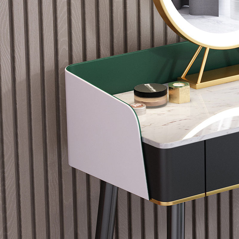 Contemporary Stone Top Makeup Vanity Desk with Wooden Drawer