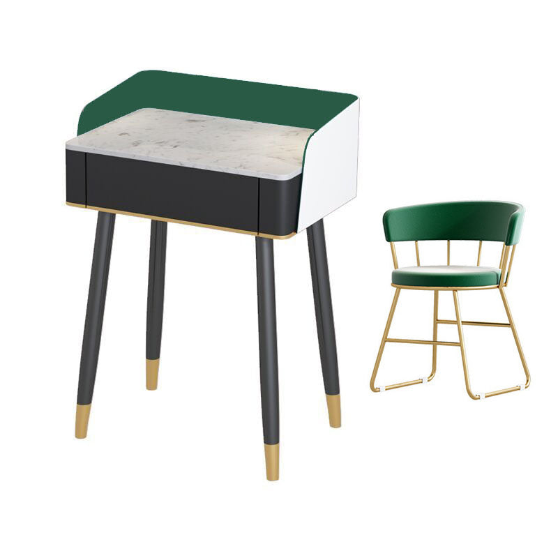 Contemporary Stone Top Makeup Vanity Desk with Wooden Drawer