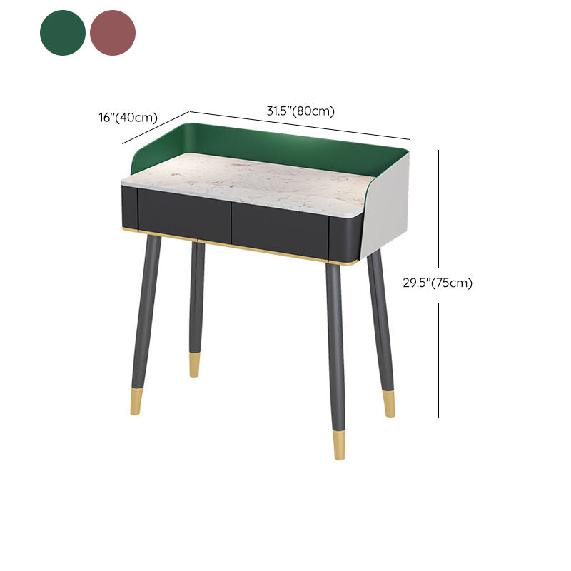 Contemporary Stone Top Makeup Vanity Desk with Wooden Drawer