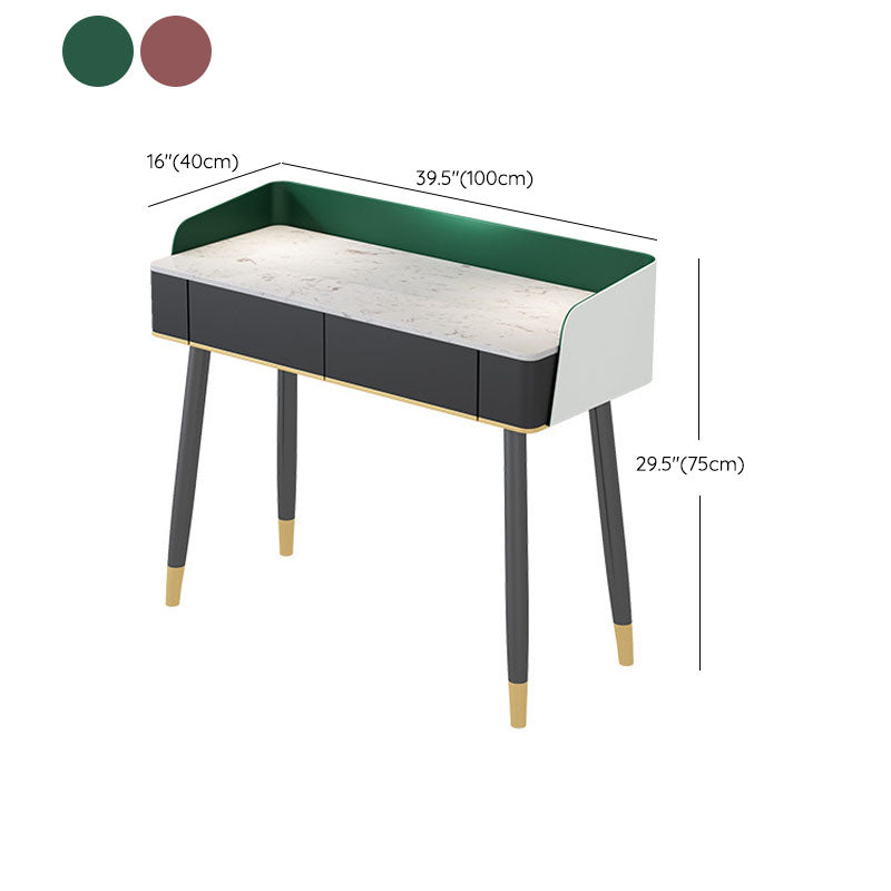 Contemporary Stone Top Makeup Vanity Desk with Wooden Drawer