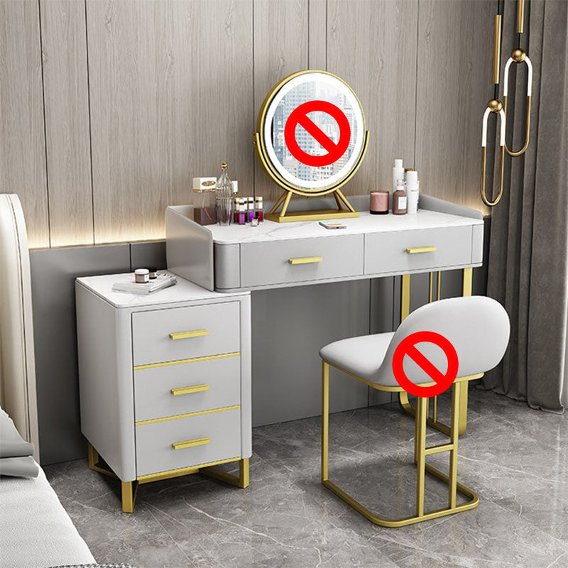 Glam Make-up Vanity With 5 Storage Drawers Dresser with Golden Base