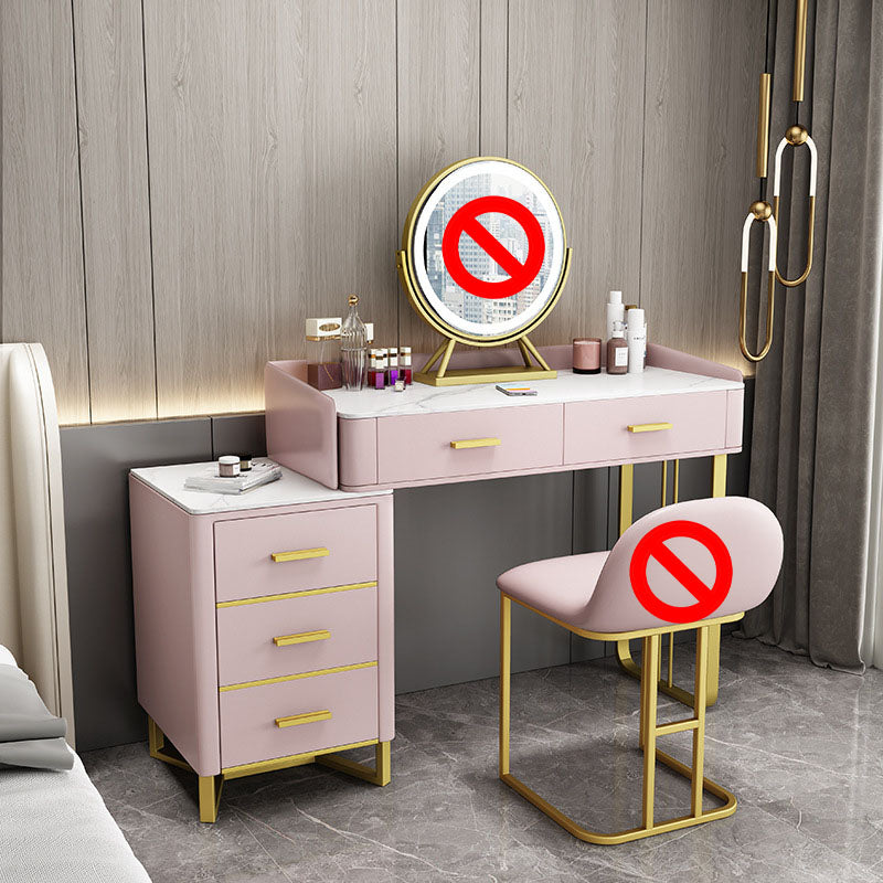 Glam Make-up Vanity With 5 Storage Drawers Dresser with Golden Base