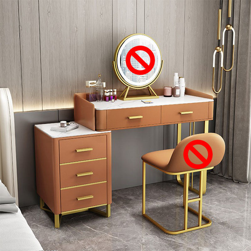Glam Make-up Vanity With 5 Storage Drawers Dresser with Golden Base