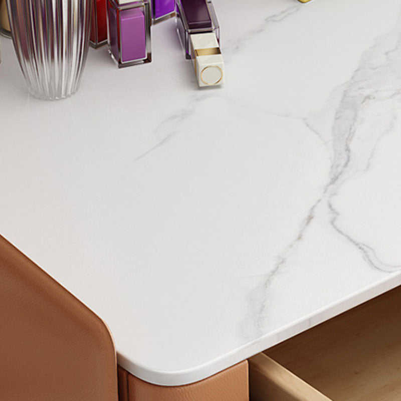 Glam Make-up Vanity With 5 Storage Drawers Dresser with Golden Base