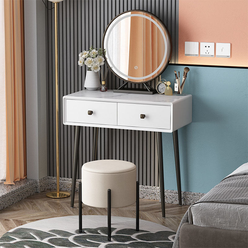 Vanity Stone Makeup Dressing Table Stool Set with Drawer - 31.5" H