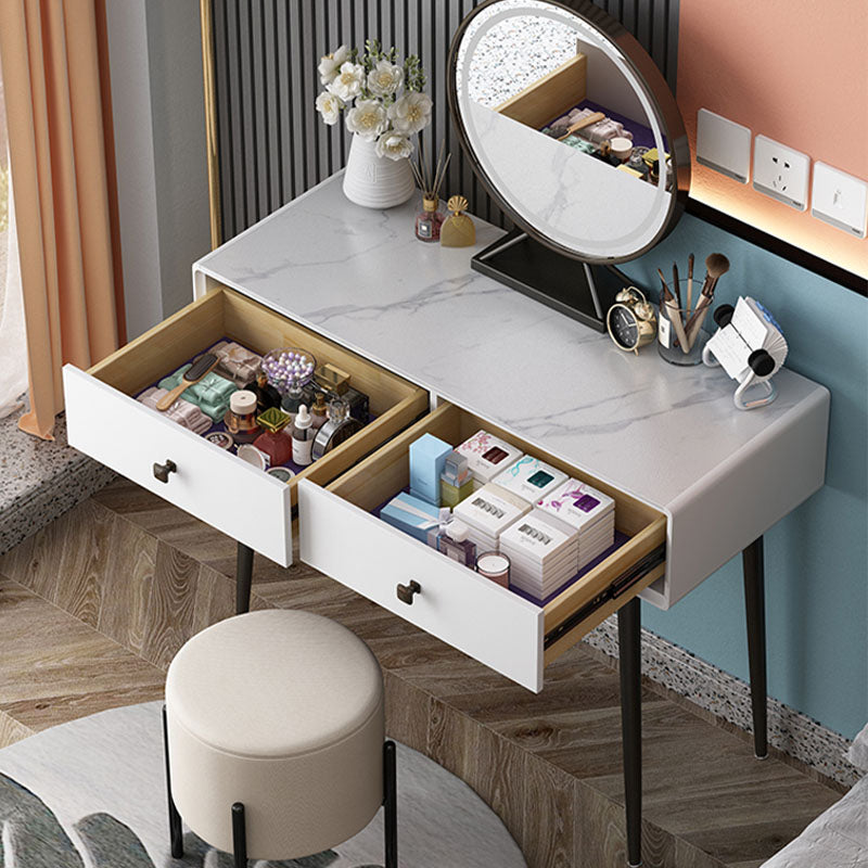 Vanity Stone Makeup Dressing Table Stool Set with Drawer - 31.5" H