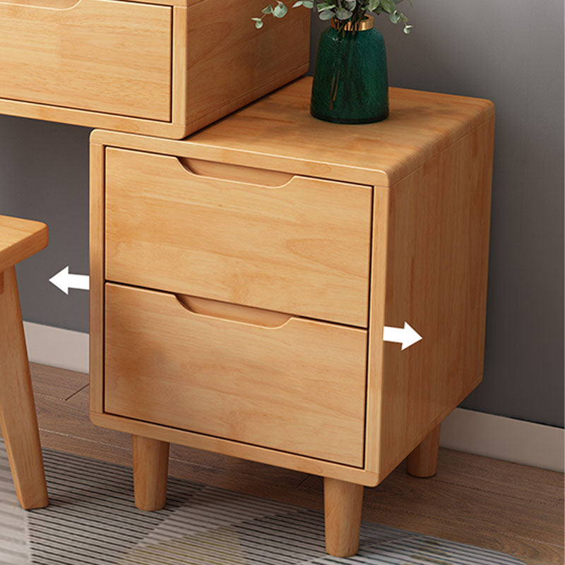 31. 5" L Wooden Vanity Table with Mirror & Stool 4 Drawers Makeup Vanity Table Set