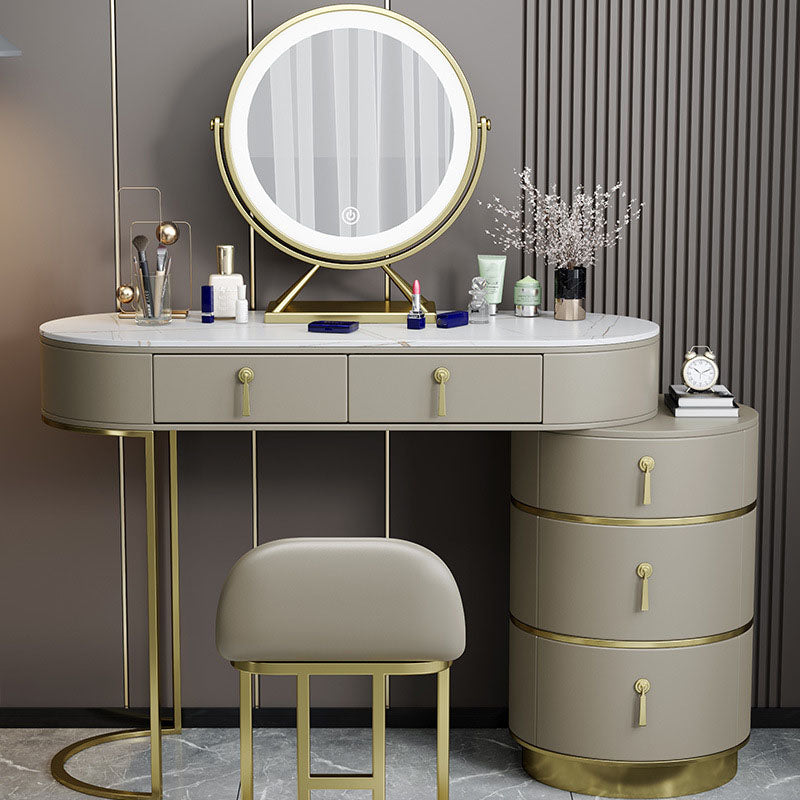 Contemporary Dressing Table Stool Set Slate Top Vanity Dressing Table